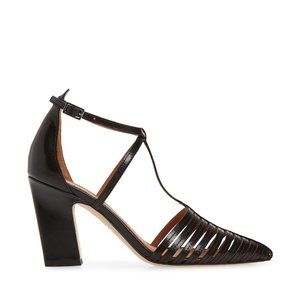 FRANCO SARTO Saira Leather Perforated T-Strap Pump